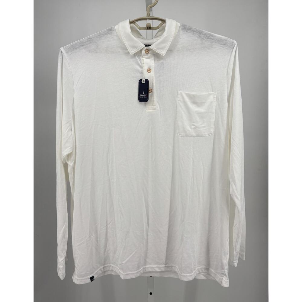 Johnnie O Polo Shirt Mens 2XL White Long Sleeve Knit Lightweight JMPL1310 NWT